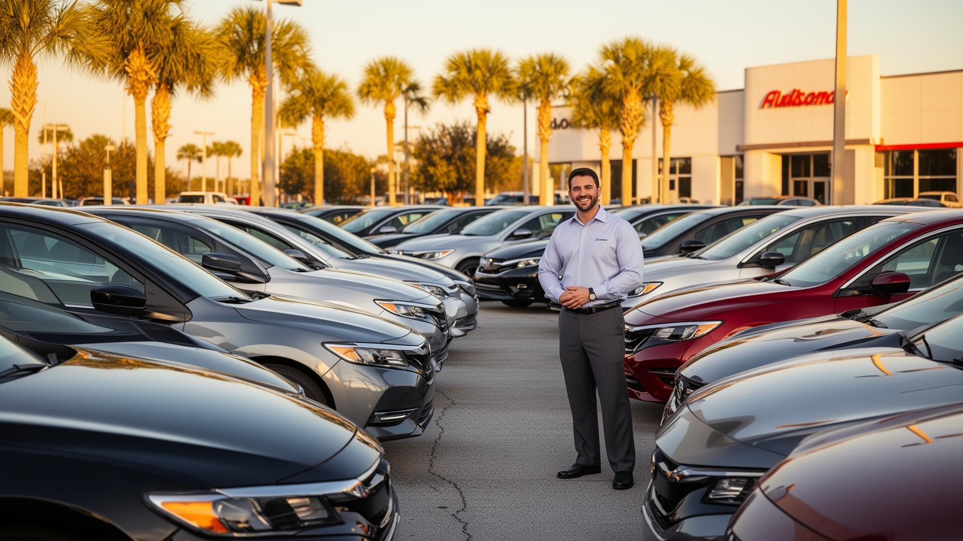 Company Cars Lake Alfred lot and salesperson